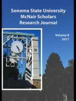 SSU McNair Scholars Research Journal, Volume 8, front cover featuring the clock tower of the Schulz Information Center
