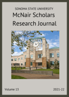 2021-22 McNair Research Journal Cover featuring the clock tower of the Schulz Information Center