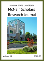2022-23 McNair Research Journal Cover featuring the clock tower of the Schulz Information Center