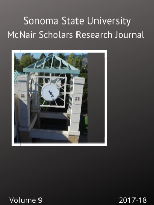 SSU McNair Scholars Research Journal, Volume 9, front cover featuring the clock tower in front of the Schulz Information Center